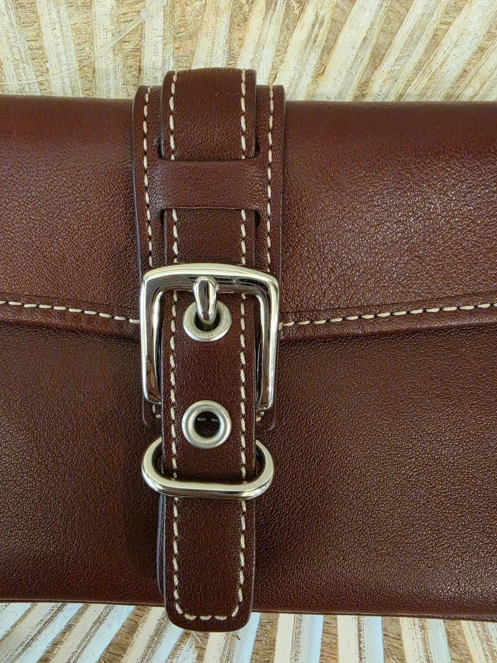 Coach Leather Buckle-Front Wristlet